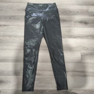 Black faux leather leggings